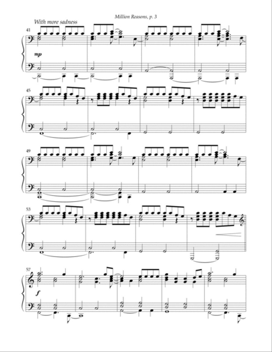 Million Reasons Piano Solo scores gallery preview page 3