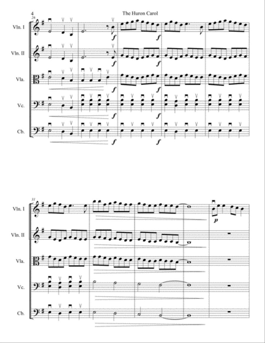 The Huron Carol String Quartet scores gallery preview page 4