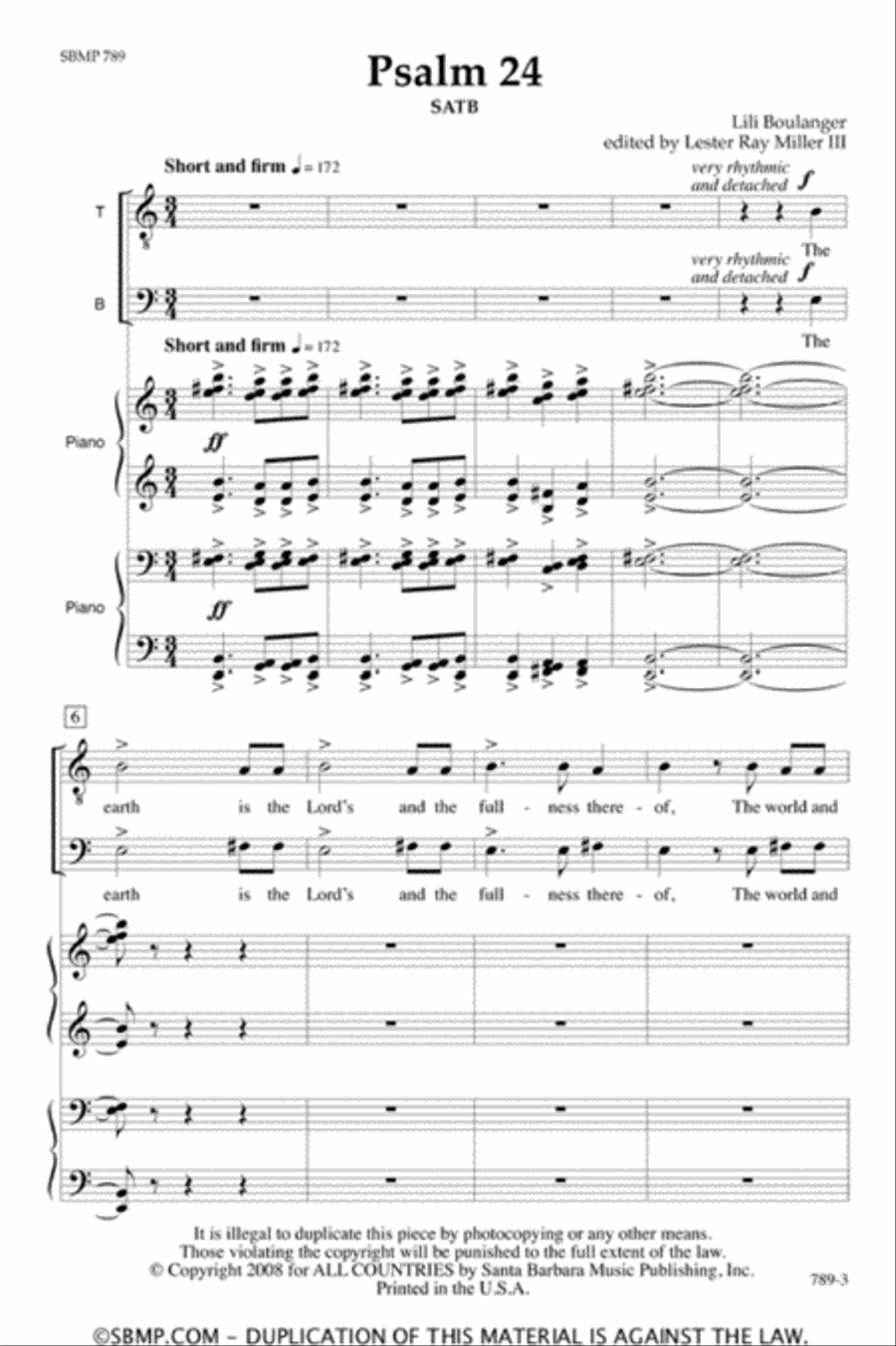 Psalm 24 - SATB Octavo image number null