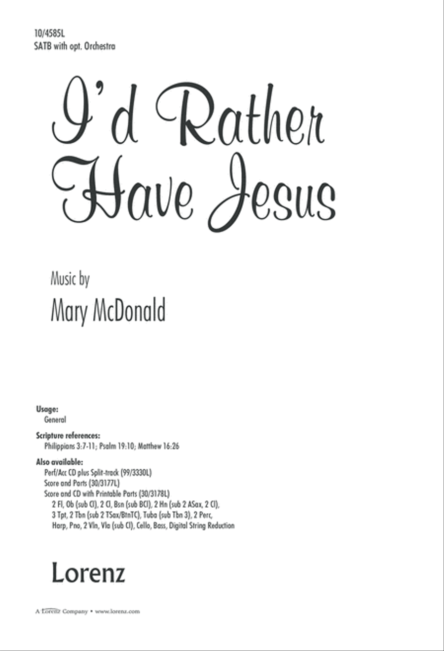 I'd Rather Have Jesus I'd Rather Have Jesus 4-Part scores gallery preview page 2