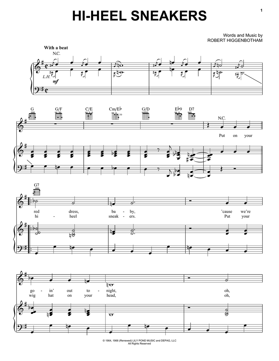 Hi-Heel Sneakers Piano, Vocal, Guitar scores gallery preview page 1