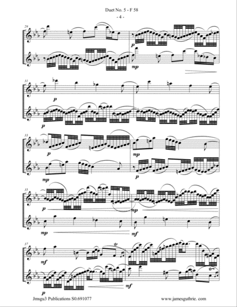 WF Bach: Duet No. 5 for Flute Duo Flute Duet scores gallery preview page 4