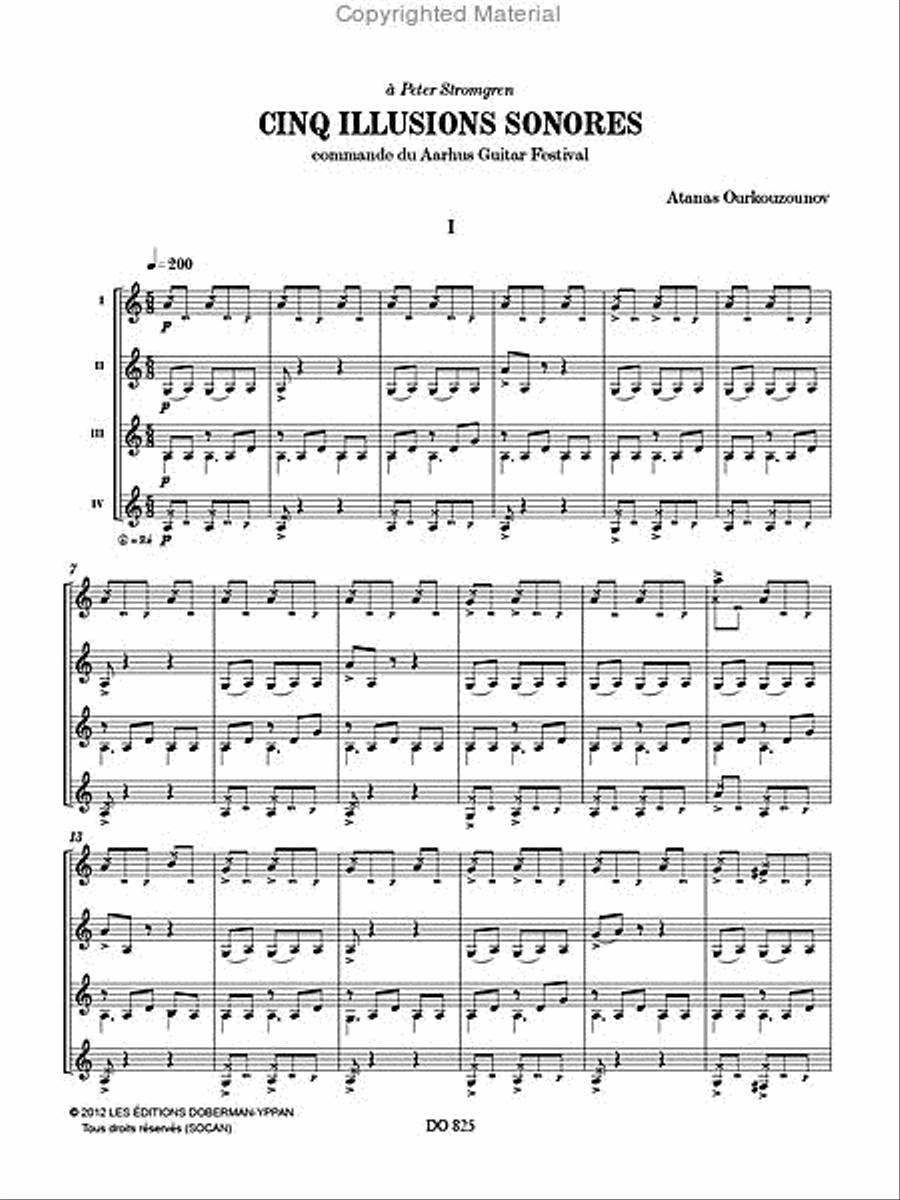 Cinq illusions sonores Guitar Ensemble scores gallery preview page 2