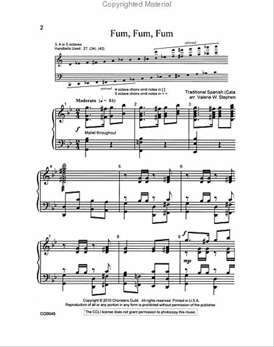 Fum Fum Fum Fum Fum Fum Handbell Choir scores gallery preview page 2