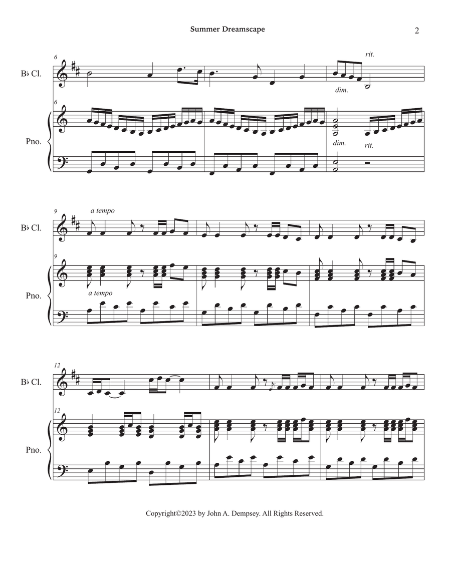 Summer Dreamscape (Clarinet and Piano) Summer Dreamscape (Clarinet and Piano) B-Flat Clarinet scores gallery preview page 6