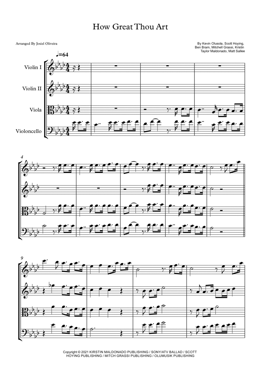 How Great Thou Art String Quartet scores gallery preview page 1