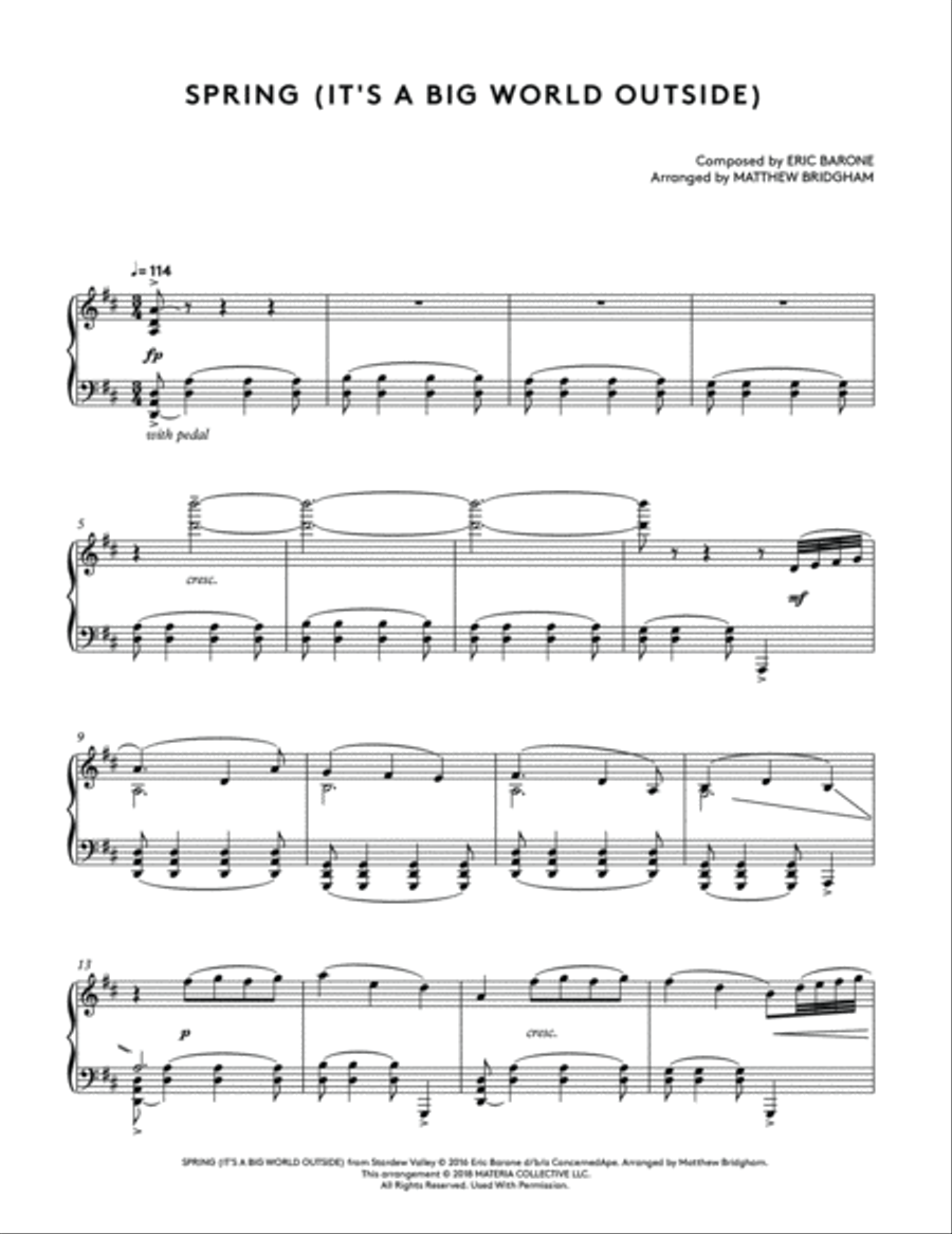 Spring (It's A Big World Outside) (Stardew Valley Piano Collections) Piano Solo scores gallery preview page 2