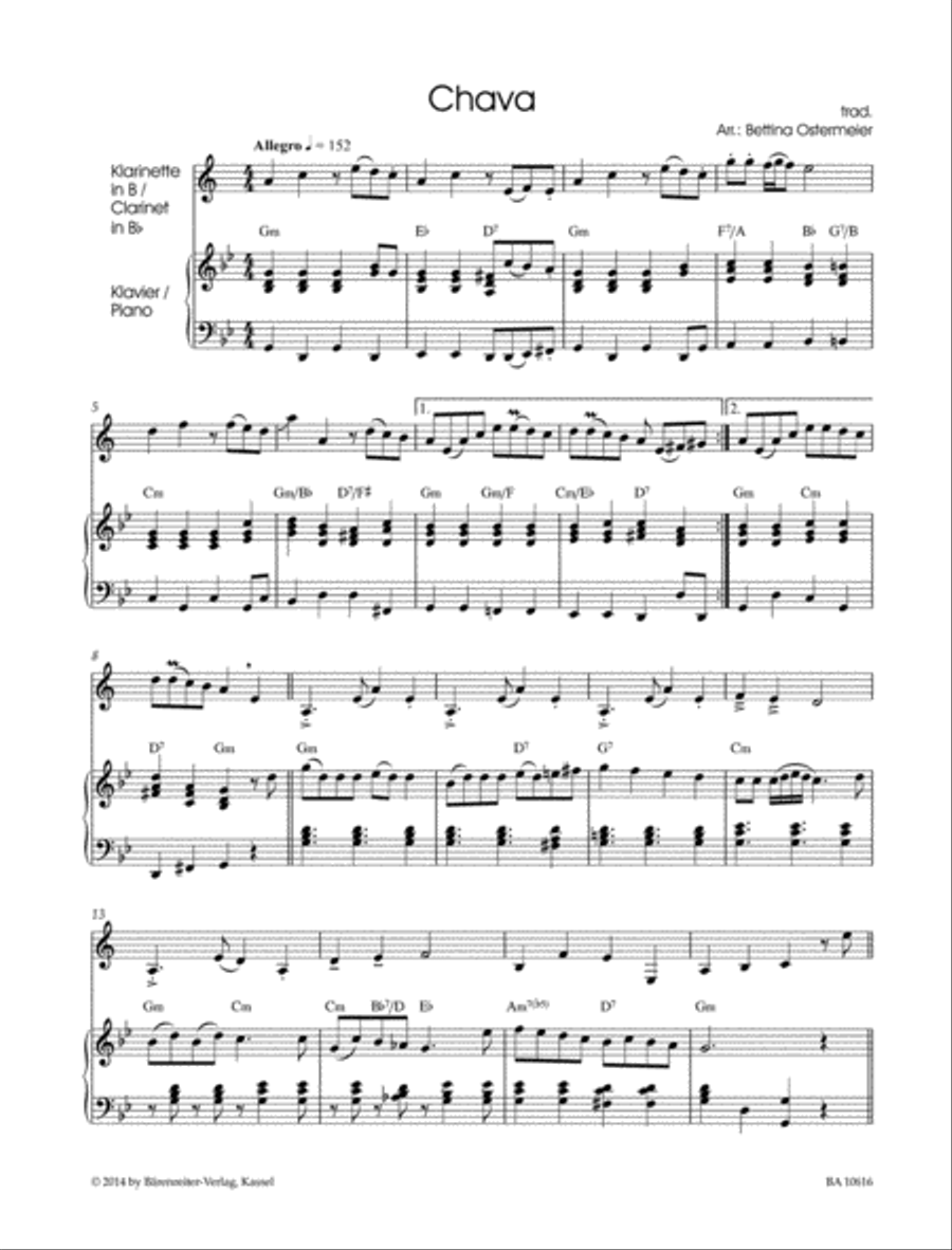 Klezmer for Clarinet and Piano Clarinet Solo scores gallery preview page 2