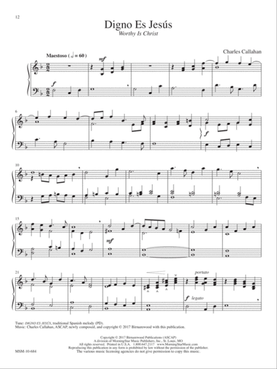Digno Es Jes√∫s (Worthy is Christ) Organ scores gallery preview page 1