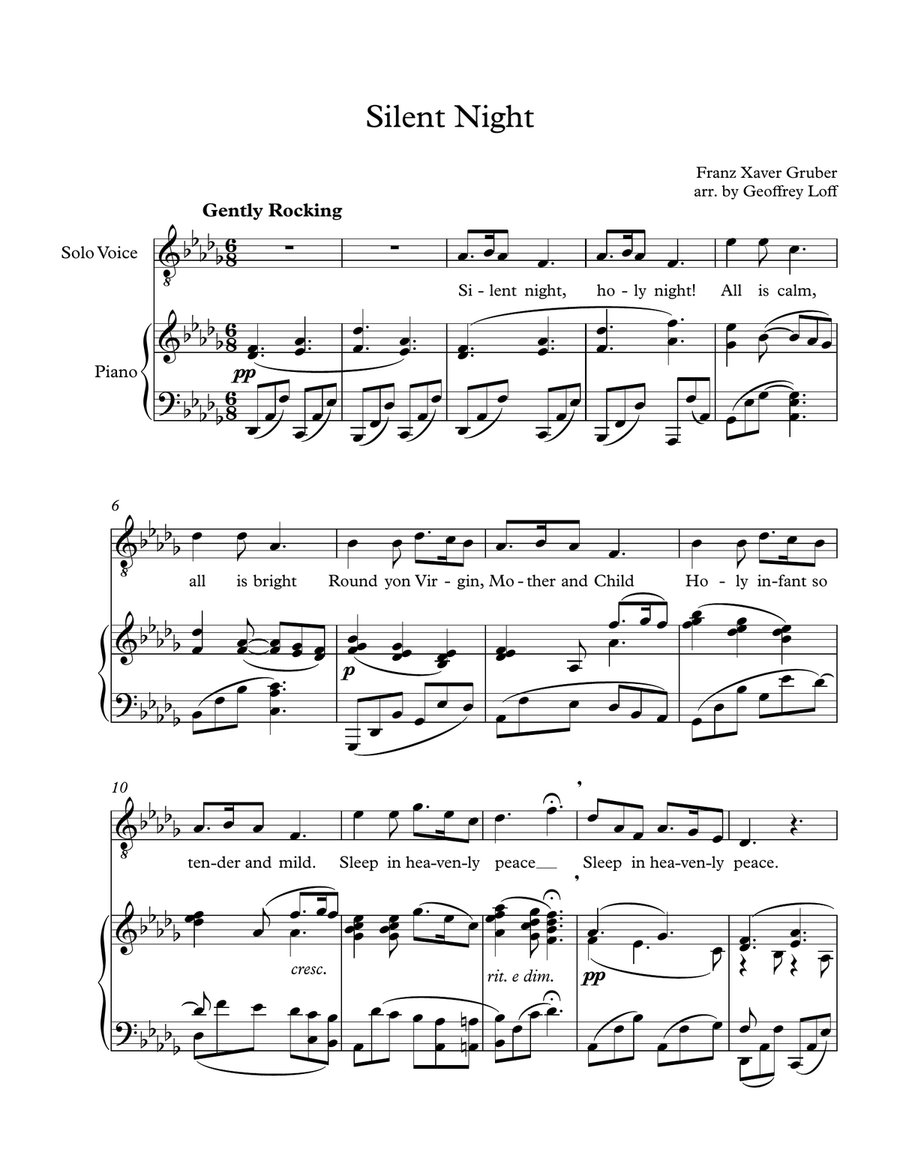 Silent Night - Tenor and Piano Tenor Voice scores gallery preview page 1