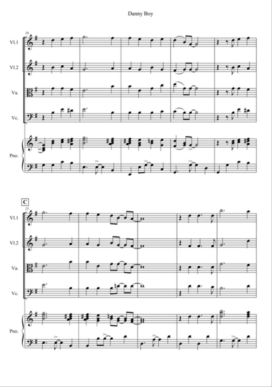 Danny Boy Piano Quintet scores gallery preview page 3