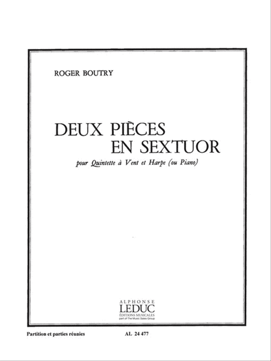 Boutry Roger 2 Pieces En Sextuor Flt/ob/hn/clt/bsn/harp(pf) Sc/pts Bassoon scores gallery preview page 1