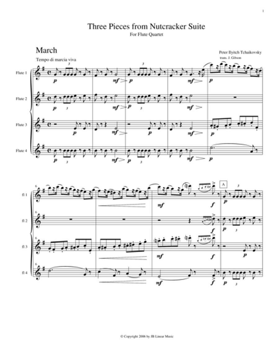 3 Pieces from The Nutcracker for Flute Quartet