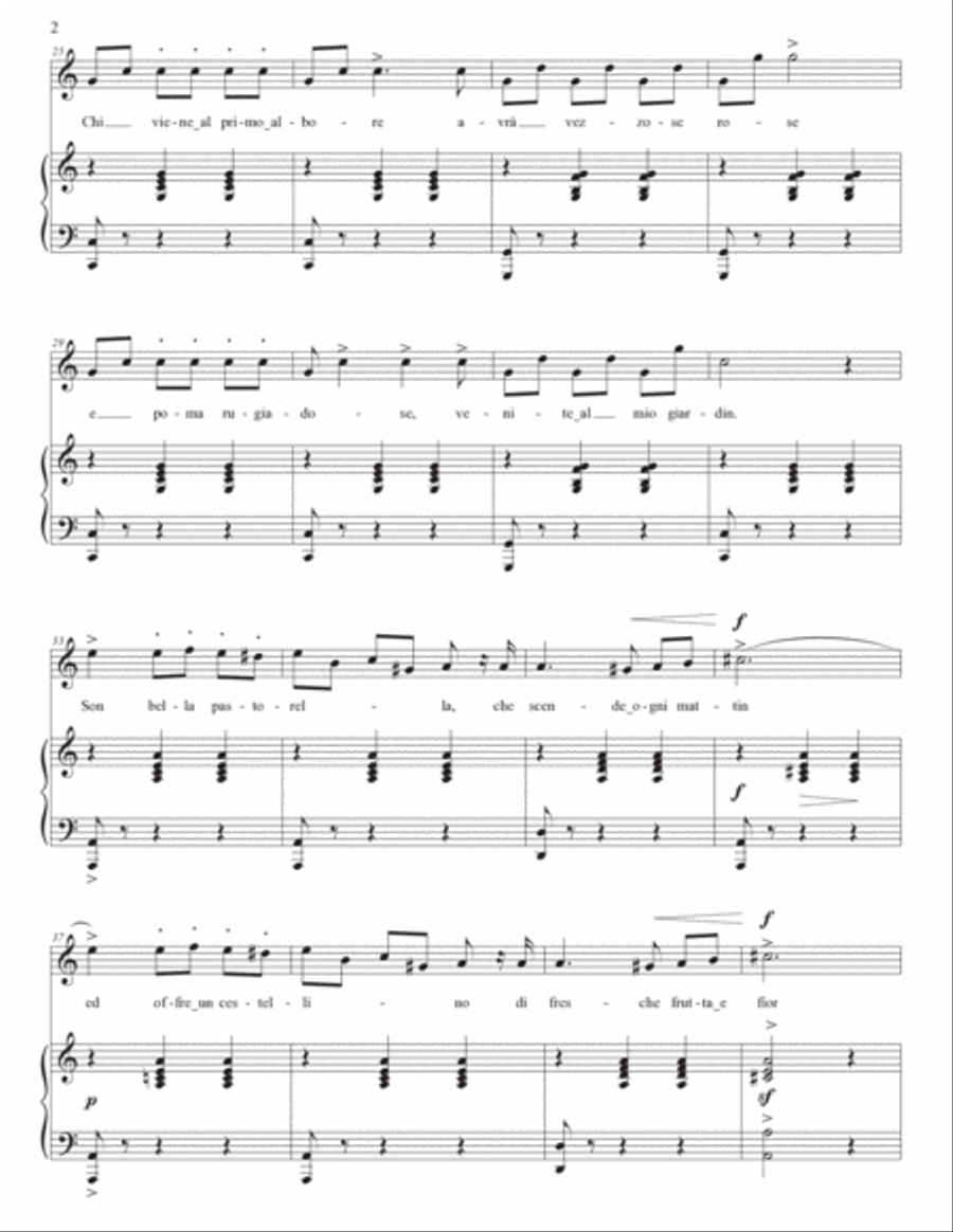 ROSSINI: La pastorella dell'Alpi (transposed to C major) Voice scores gallery preview page 3