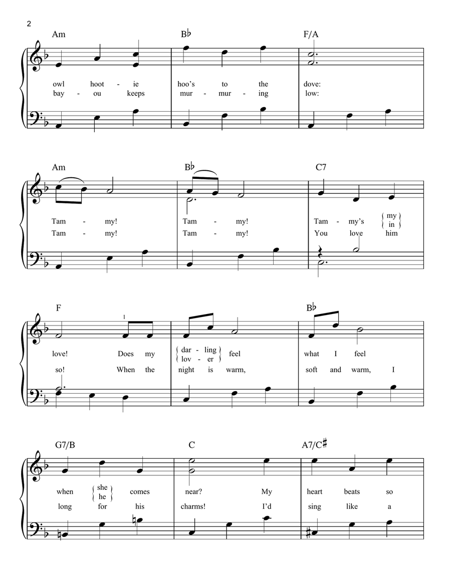 Tammy Easy Piano scores gallery preview page 2