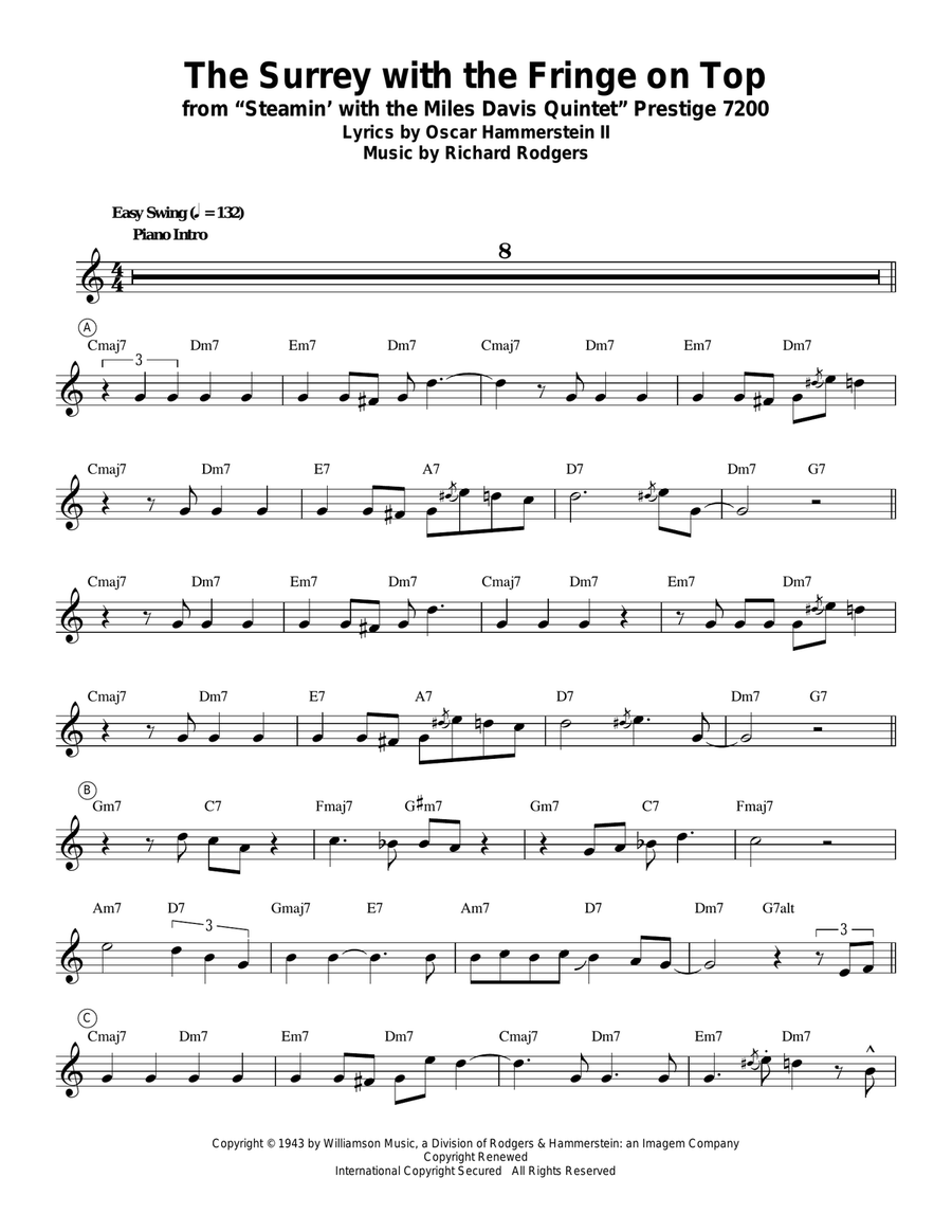 The Surrey With The Fringe On Top (from Oklahoma!) Trumpet scores gallery preview page 1