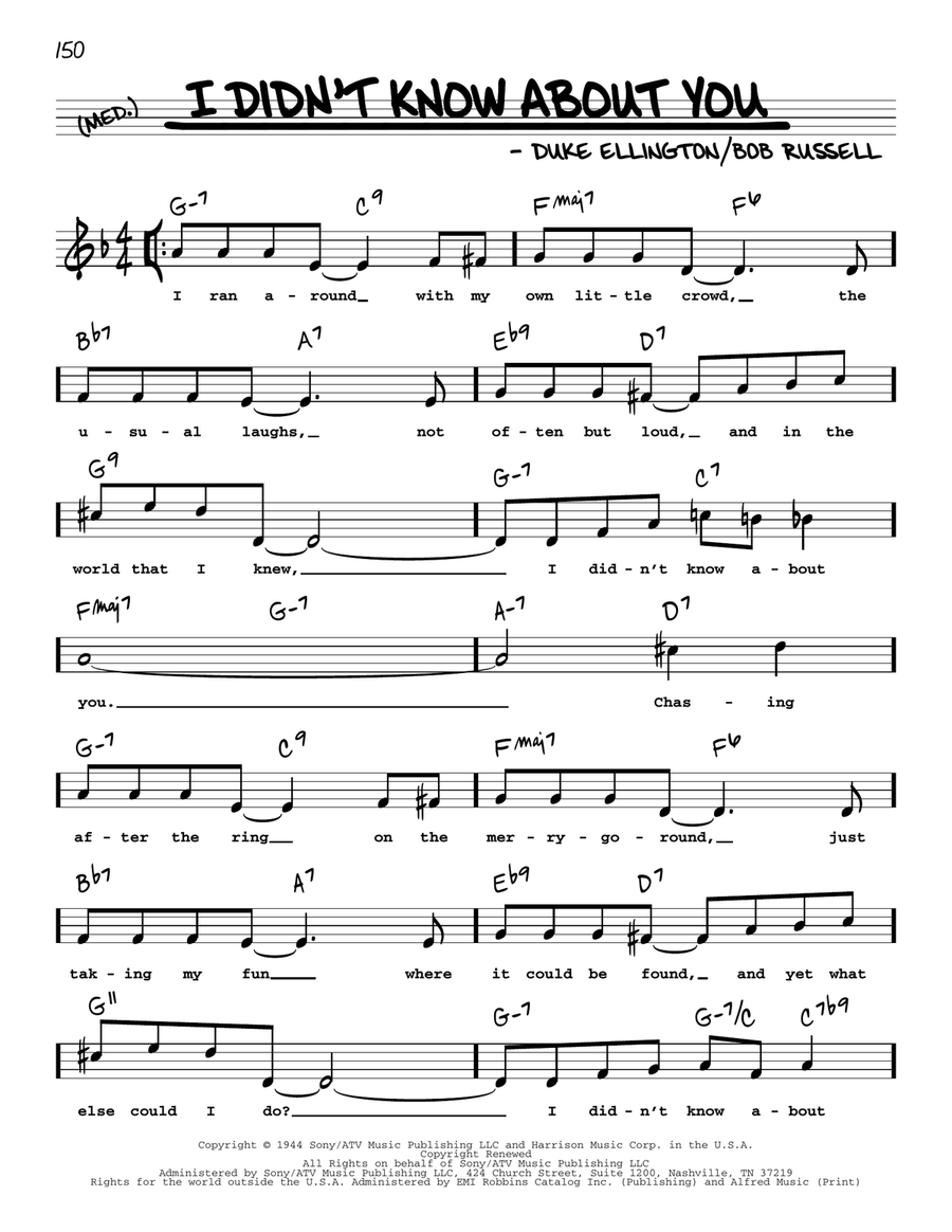 I Didn't Know About You (High Voice) High Voice scores gallery preview page 1