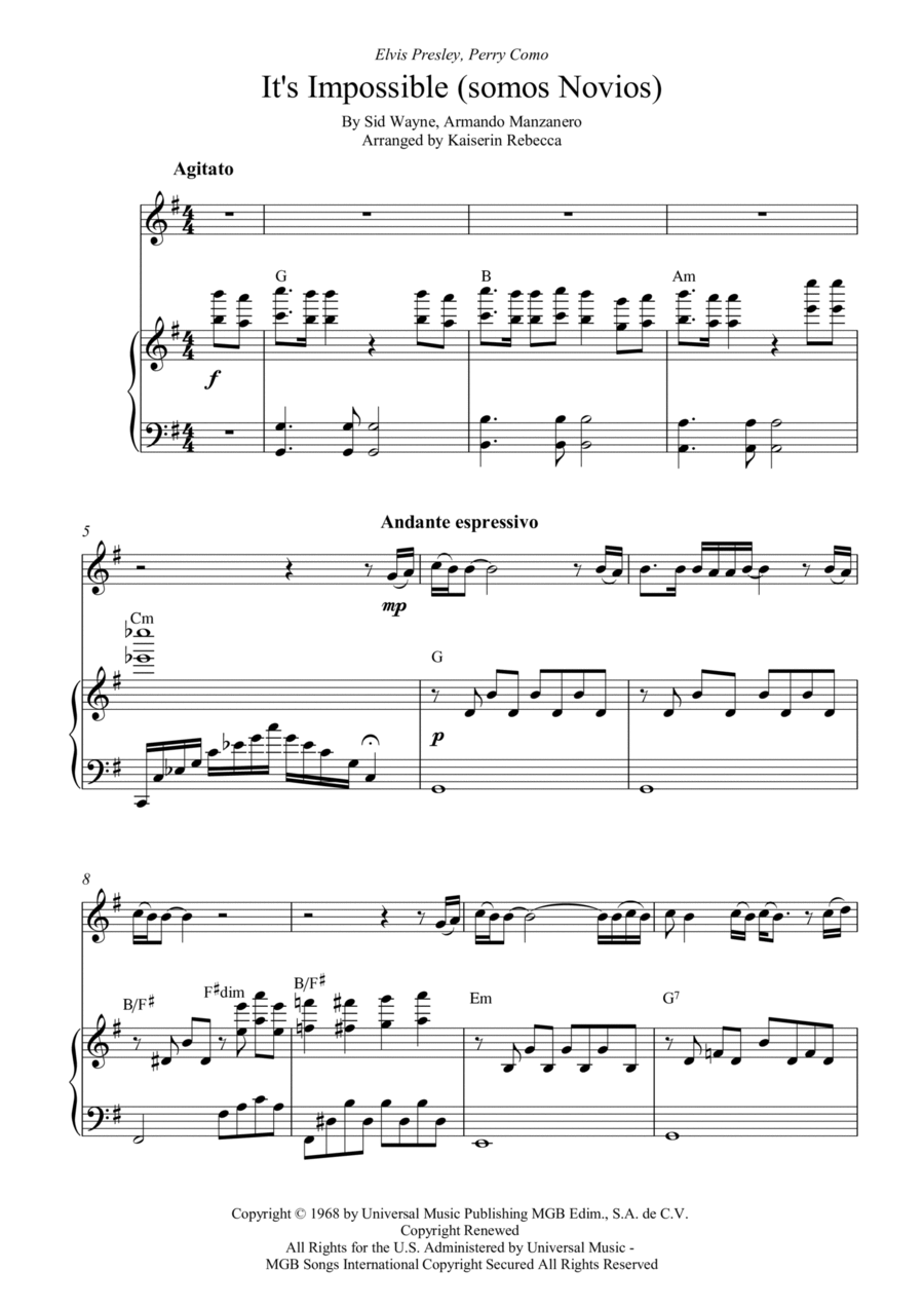 It's Impossible (somos Novios) Violin Solo scores gallery preview page 1