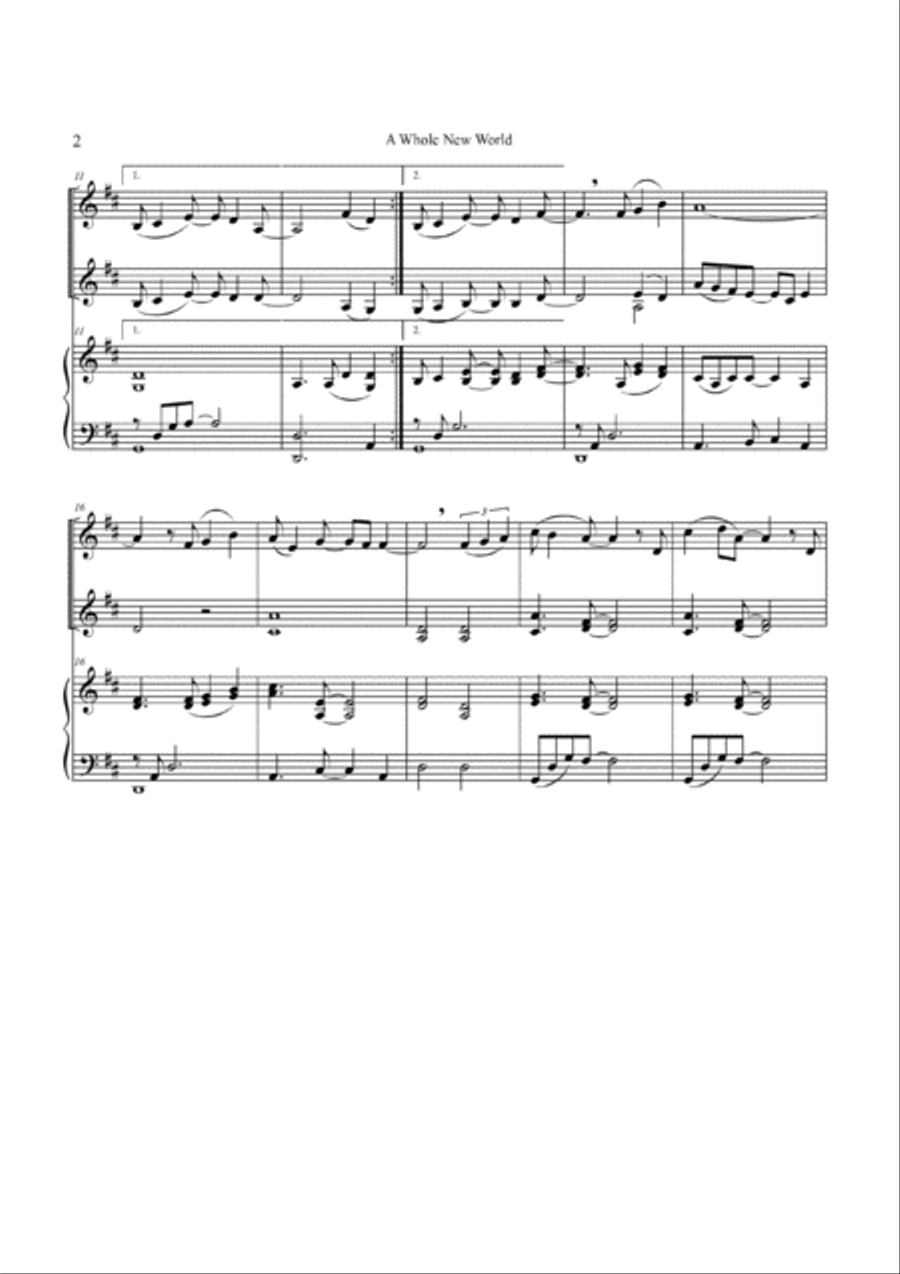 A Whole New World String Duet scores gallery preview page 2