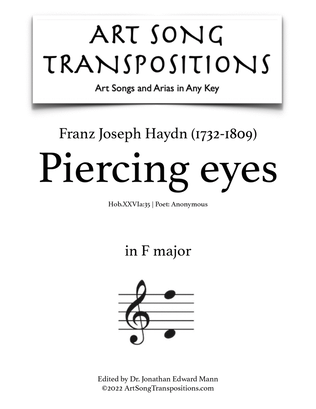 Book cover for HAYDN: Piercing eyes (transposed to F major)