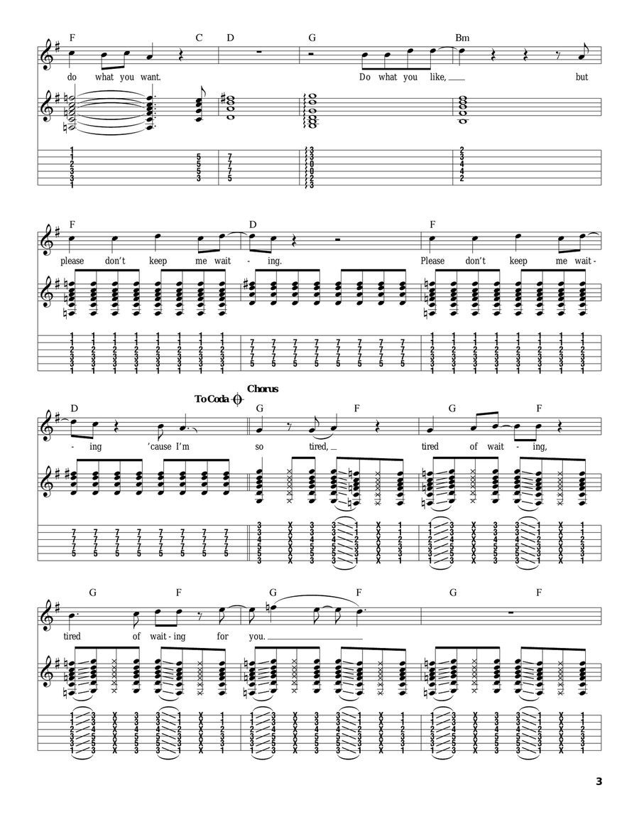 (So) Tired Of Waiting For You Acoustic Guitar scores gallery preview page 3