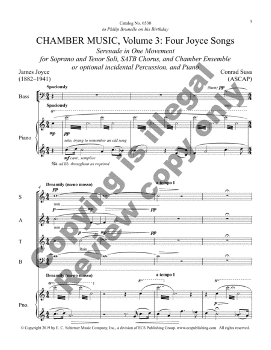 Chamber Music, Volume 3: Four Joyce Songs: Serenade in One Movement 4-Part scores gallery preview page 4