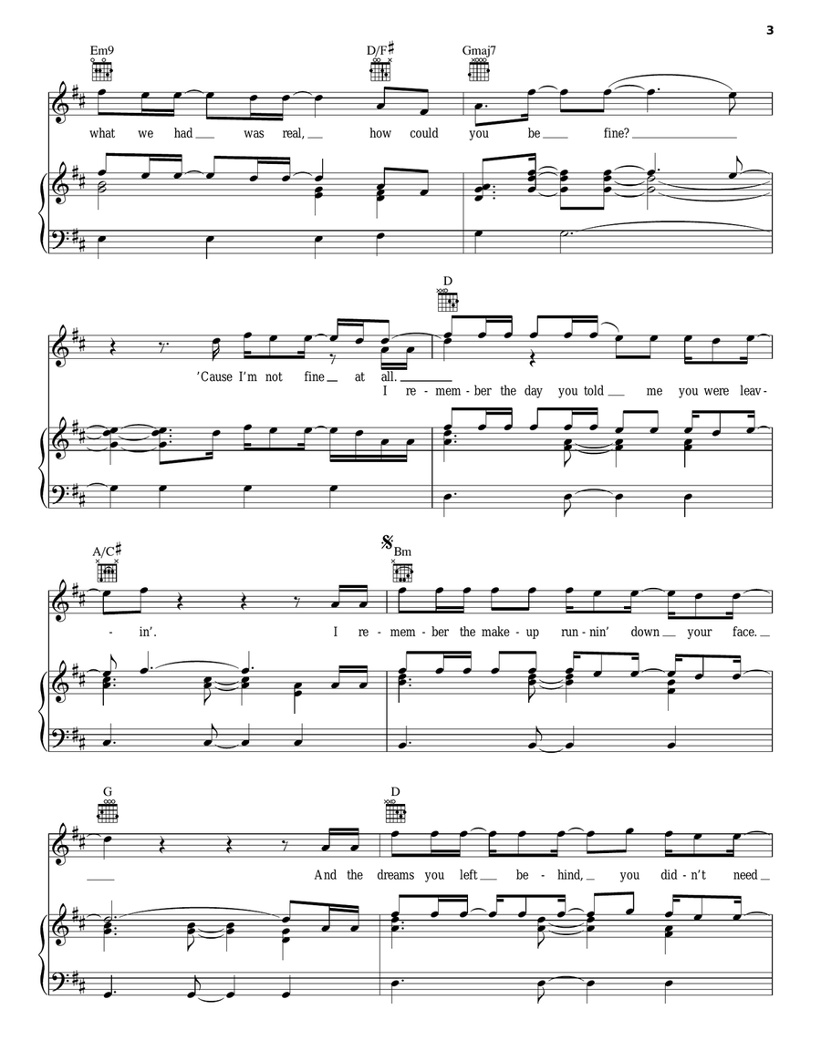 Amnesia Piano, Vocal, Guitar scores gallery preview page 3