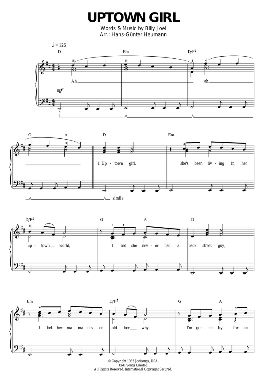 Uptown Girl Voice scores gallery preview page 1