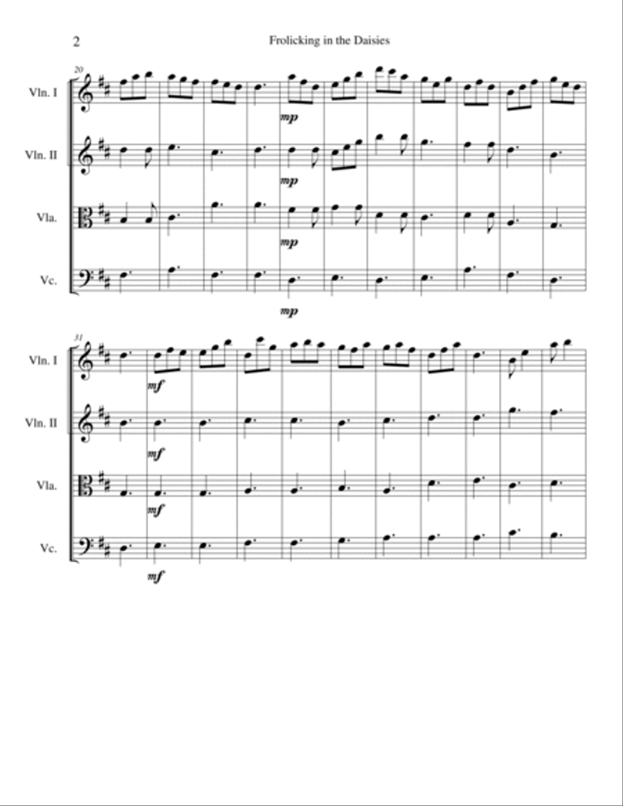 Frolicking in the Daisies String Quartet scores gallery preview page 3