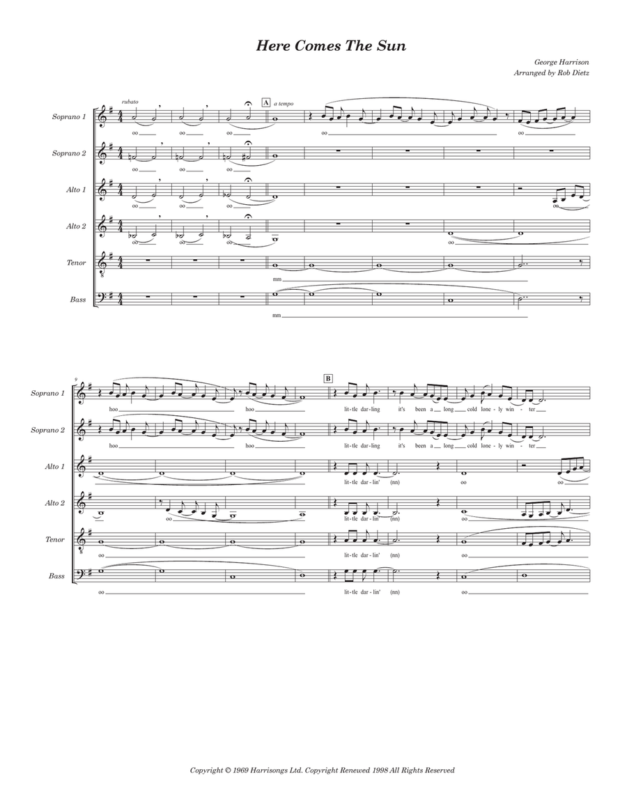 Here Comes The Sun 4-Part scores gallery preview page 1