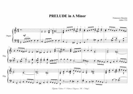 PRELUDE in A Minor - F. Durante - For Organ image number null