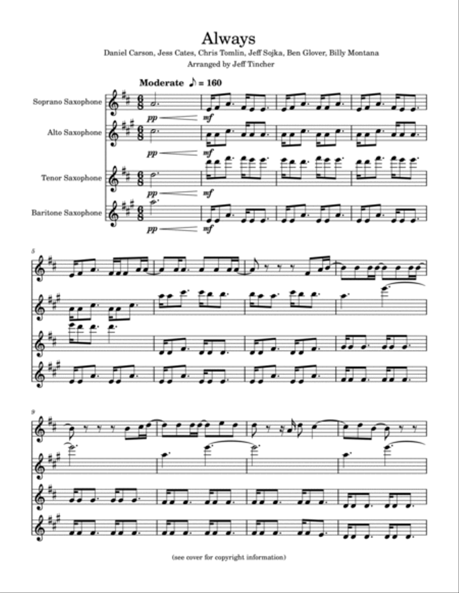 Always Saxophone Quartet scores gallery preview page 2