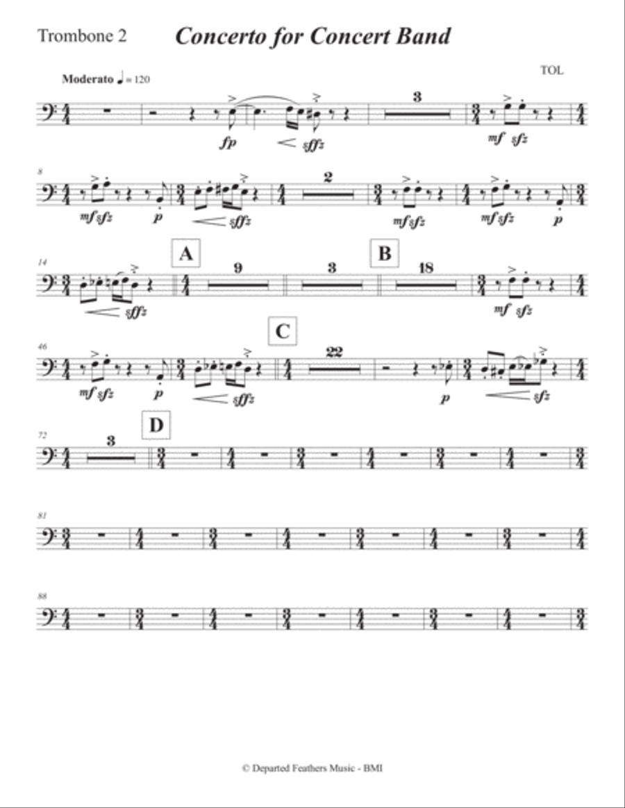 Concerto for Concert Band (2011) Trombone 2 Concert Band scores gallery preview page 1