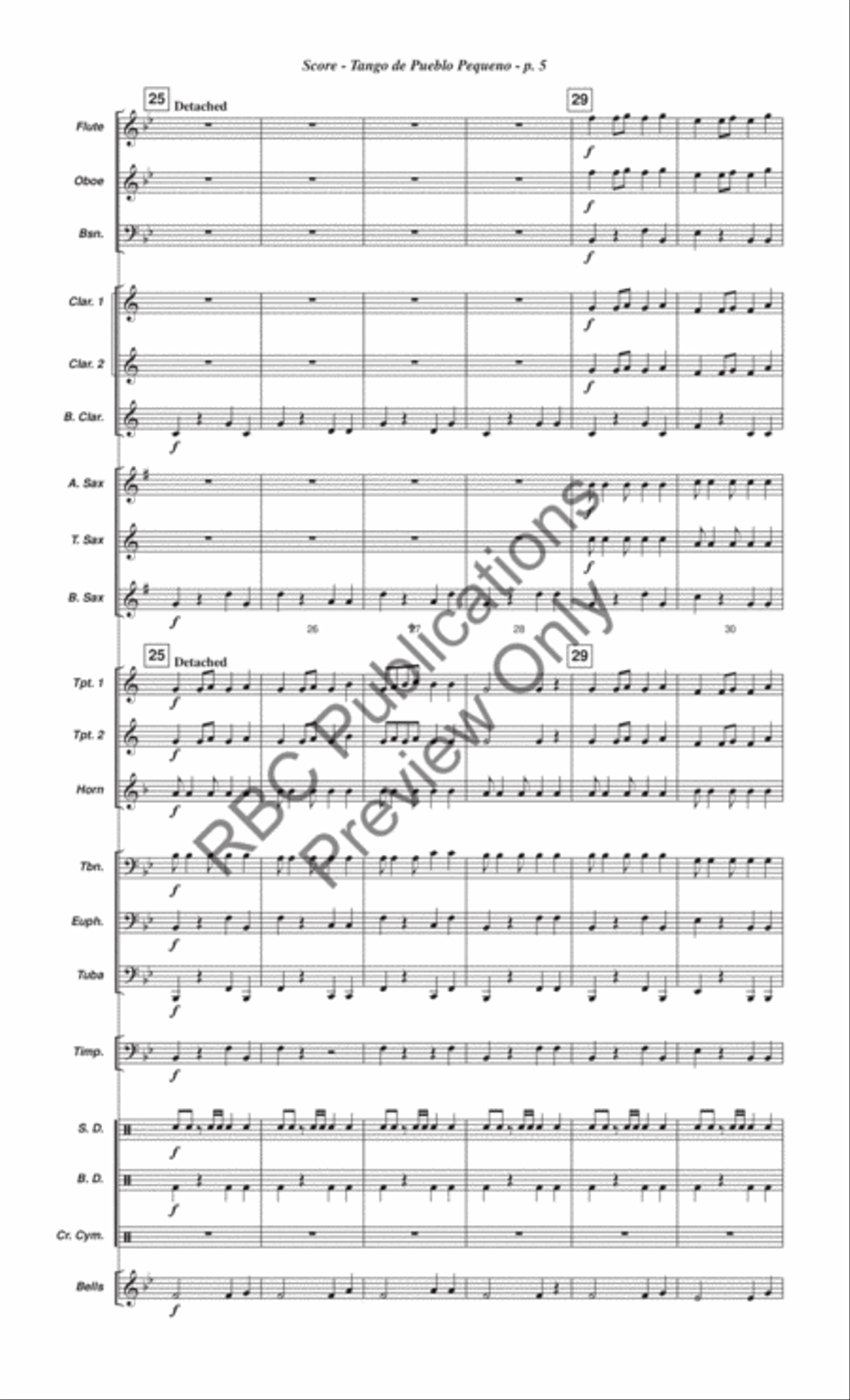 Tango De Pueblo Pequeno Concert Band scores gallery preview page 8