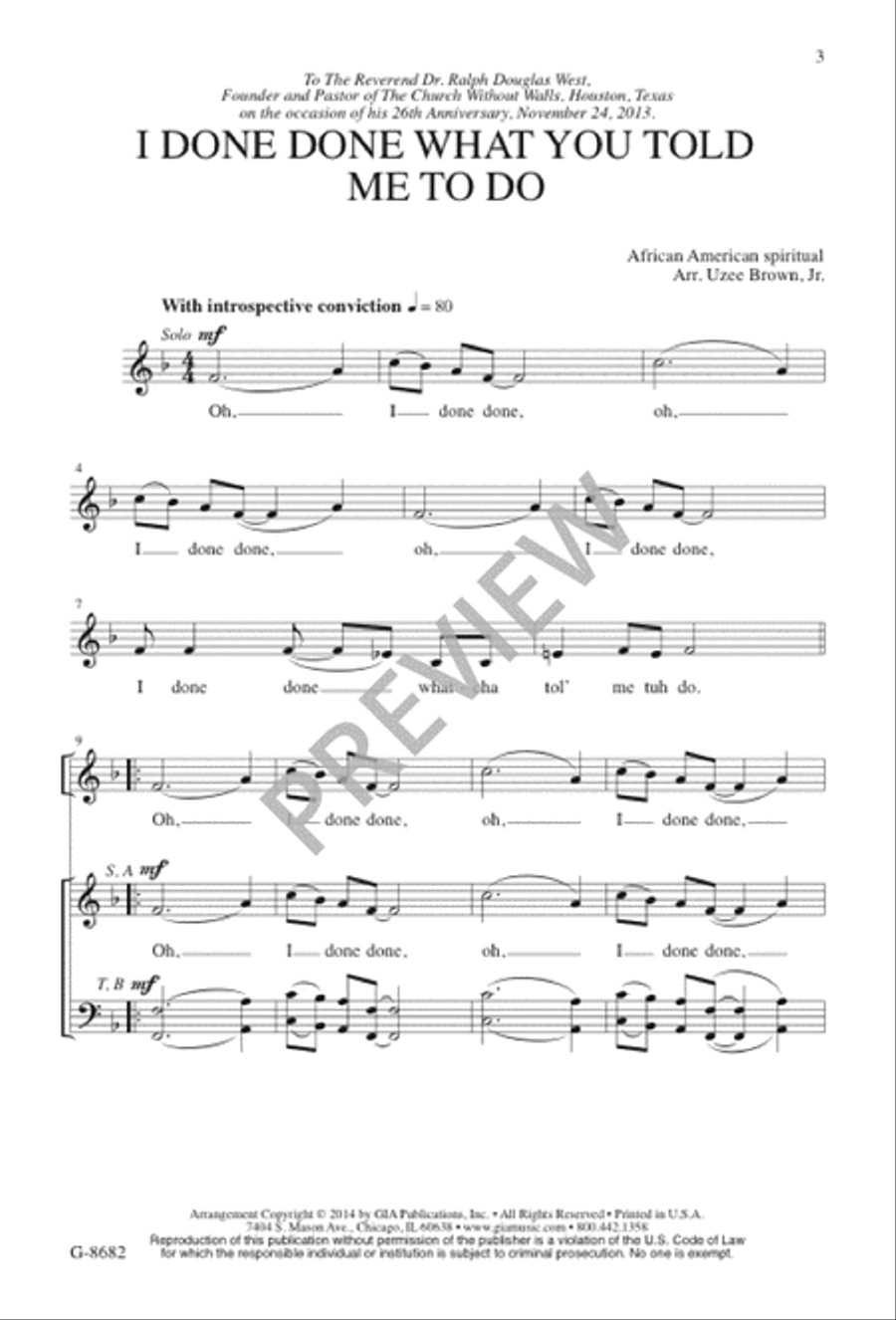 I Done Done What You Told Me to Do Choir scores gallery preview page 2