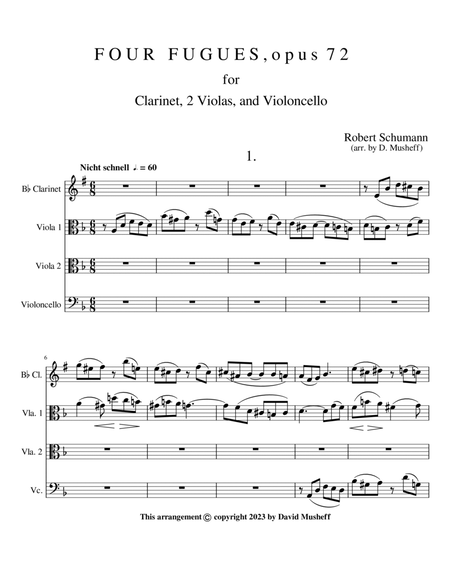 Four Fugues, opus 72 for Bb Clarinet, 2 Violas, and Violoncello image number null