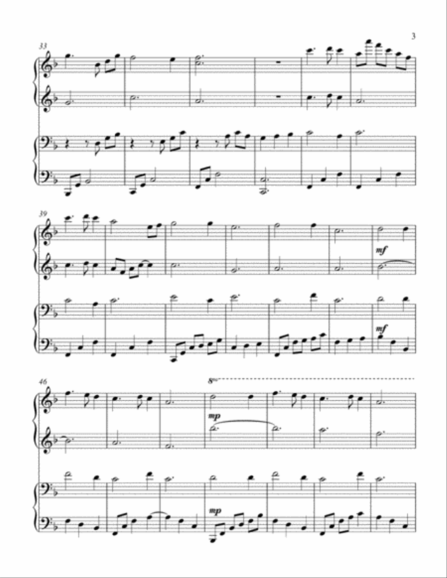 A Still, Silent Night (1 piano, 4 hand duet) 1 Piano, 4-Hands scores gallery preview page 4