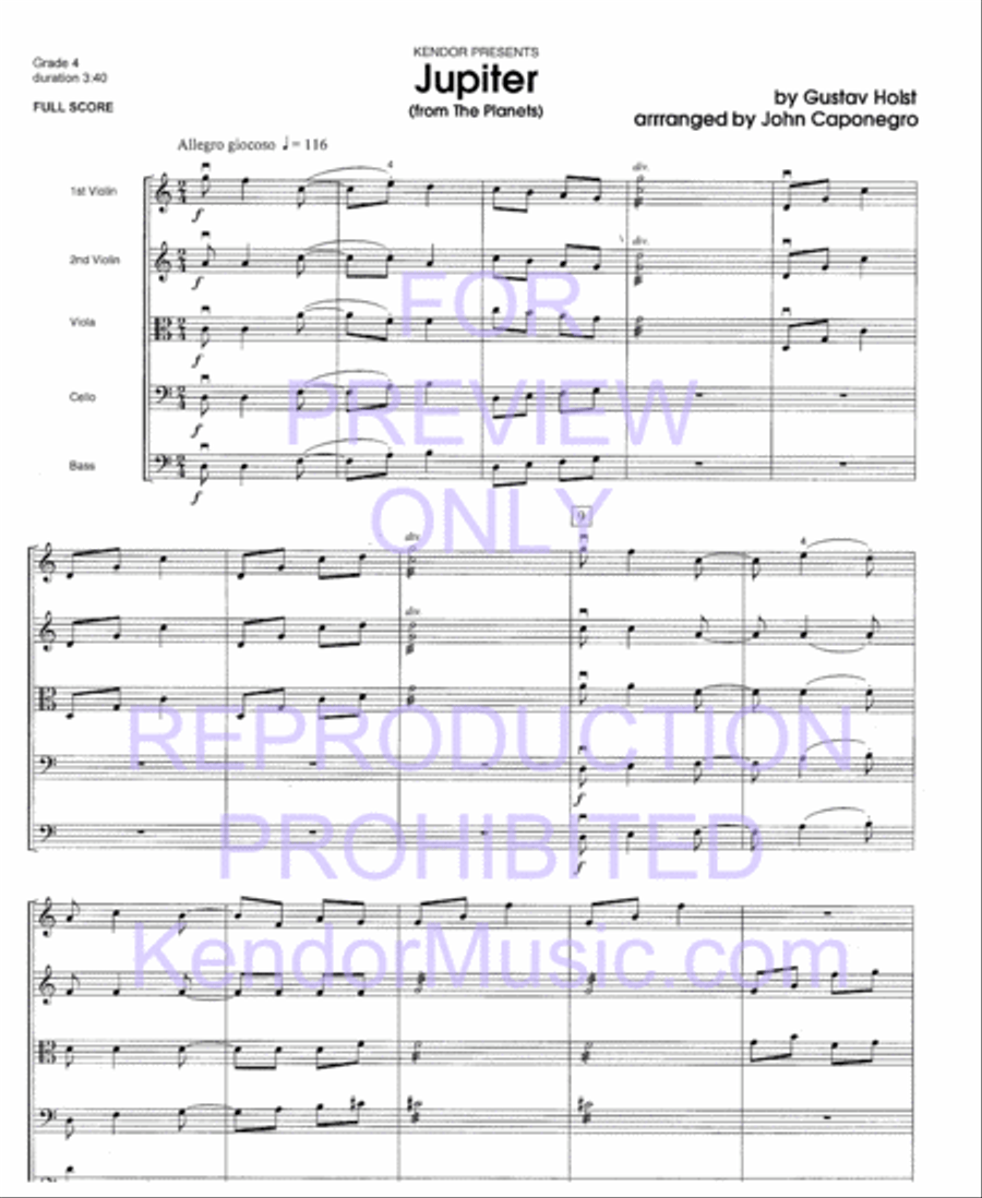 Jupiter (from The Planets) String Orchestra scores gallery preview page 3