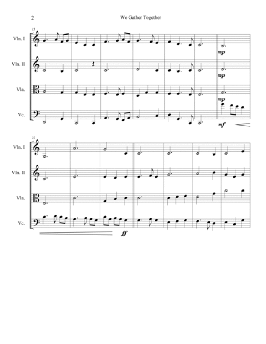 We Gather Together We Gather Together String Quartet scores gallery preview page 3