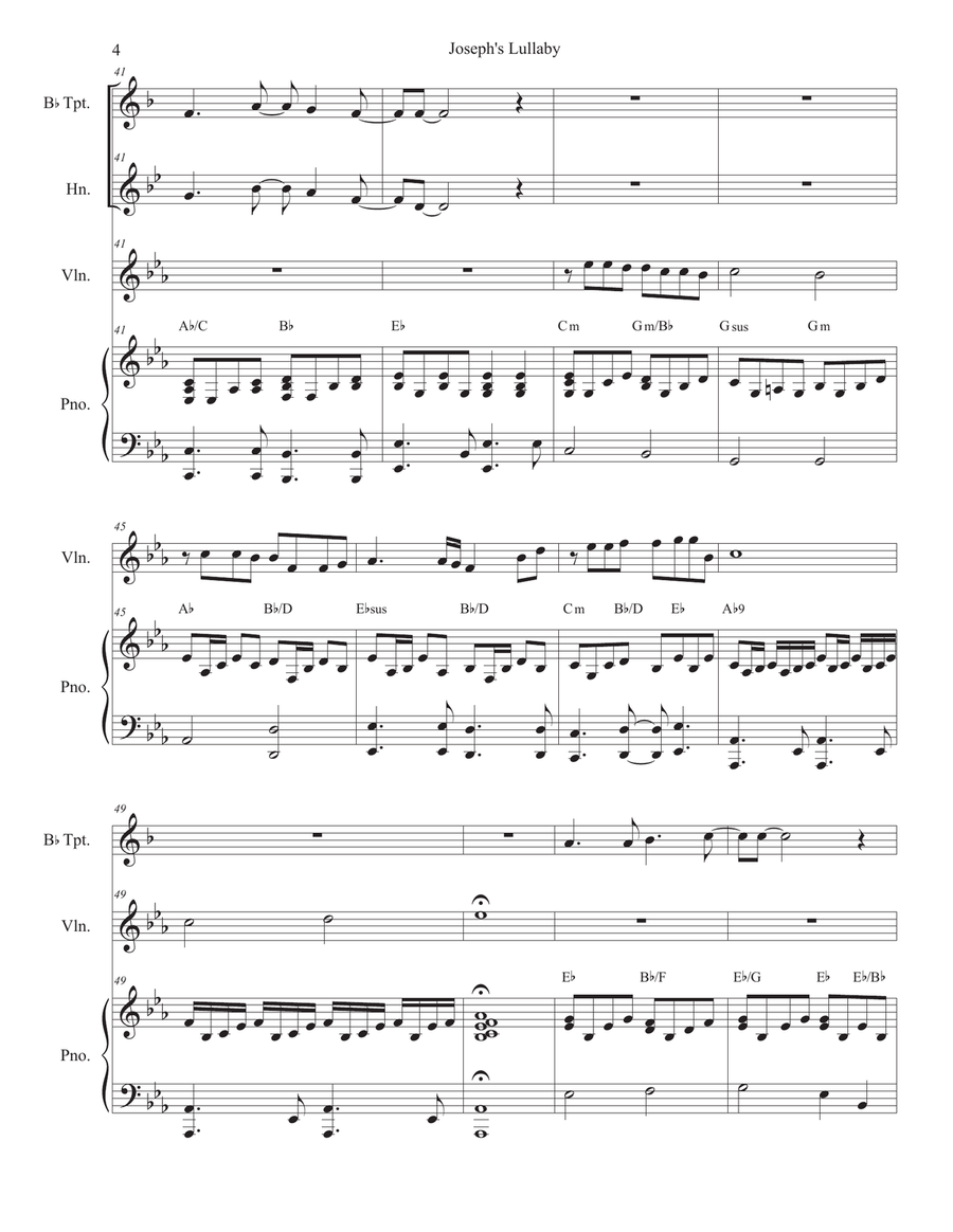 Joseph's Lullaby Brass Duet scores gallery preview page 4