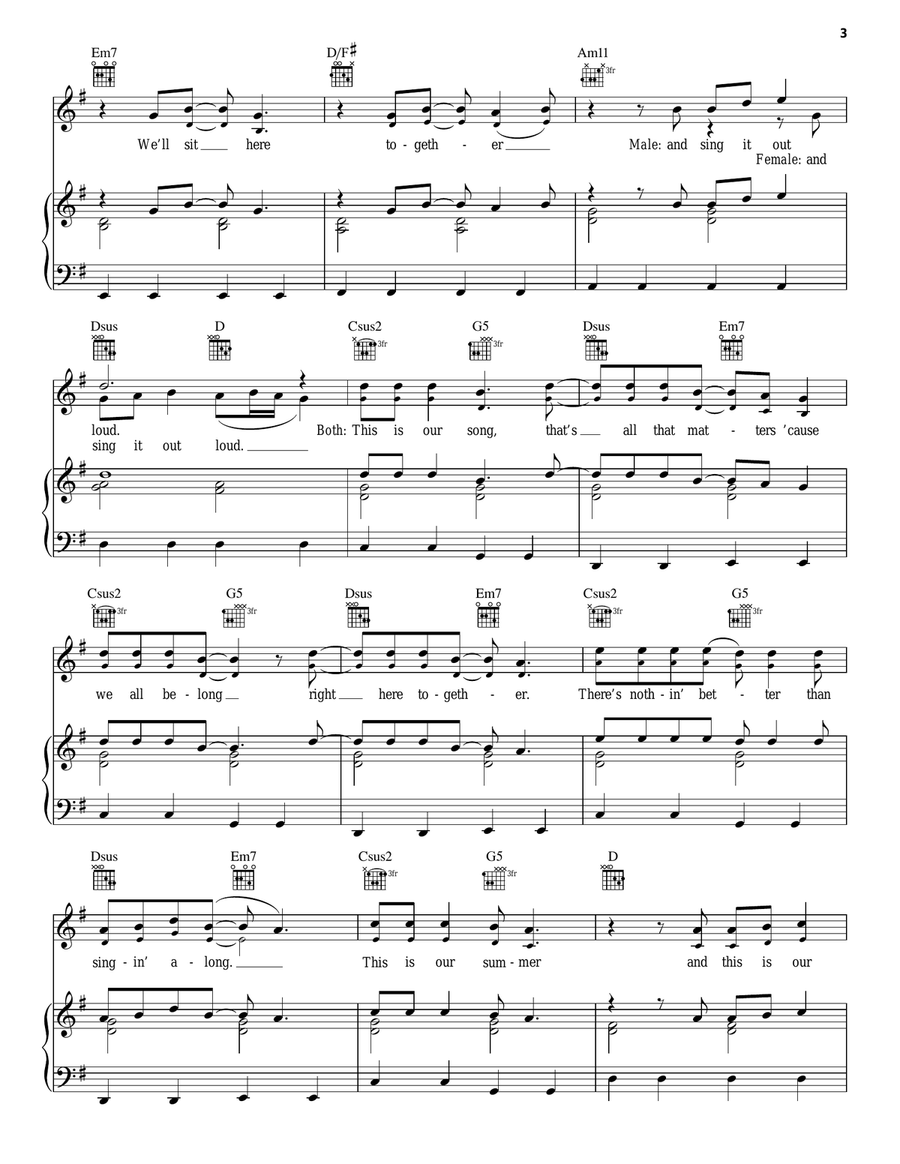 This Is Our Song (from Camp Rock 2) Piano, Vocal, Guitar scores gallery preview page 3