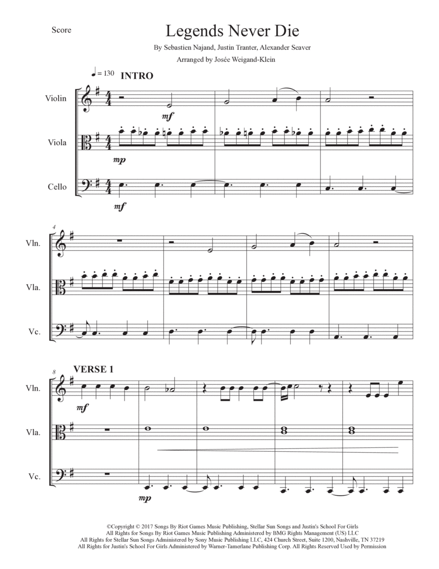 Legends Never Die String Trio scores gallery preview page 1