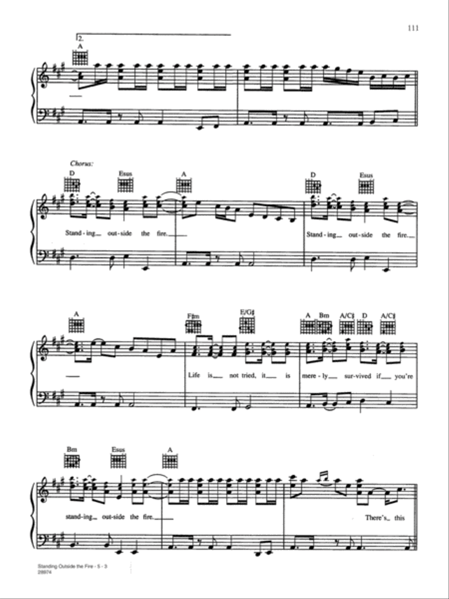 Standing Outside the Fire Piano, Vocal, Guitar scores gallery preview page 3