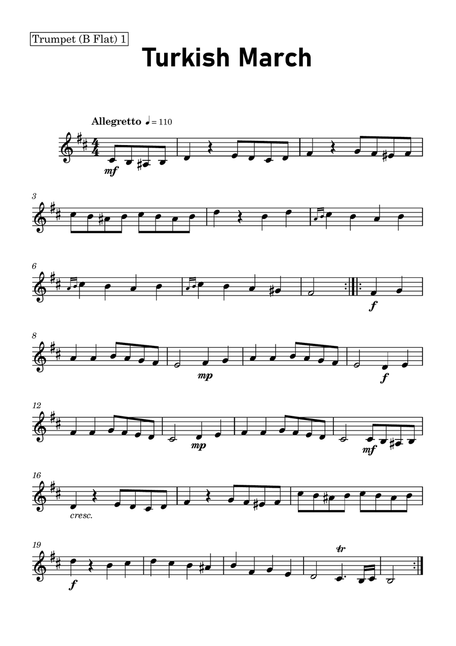 Turkish March by Mozart - Trumpet Duet with Piano Trumpet Duet scores gallery preview page 3