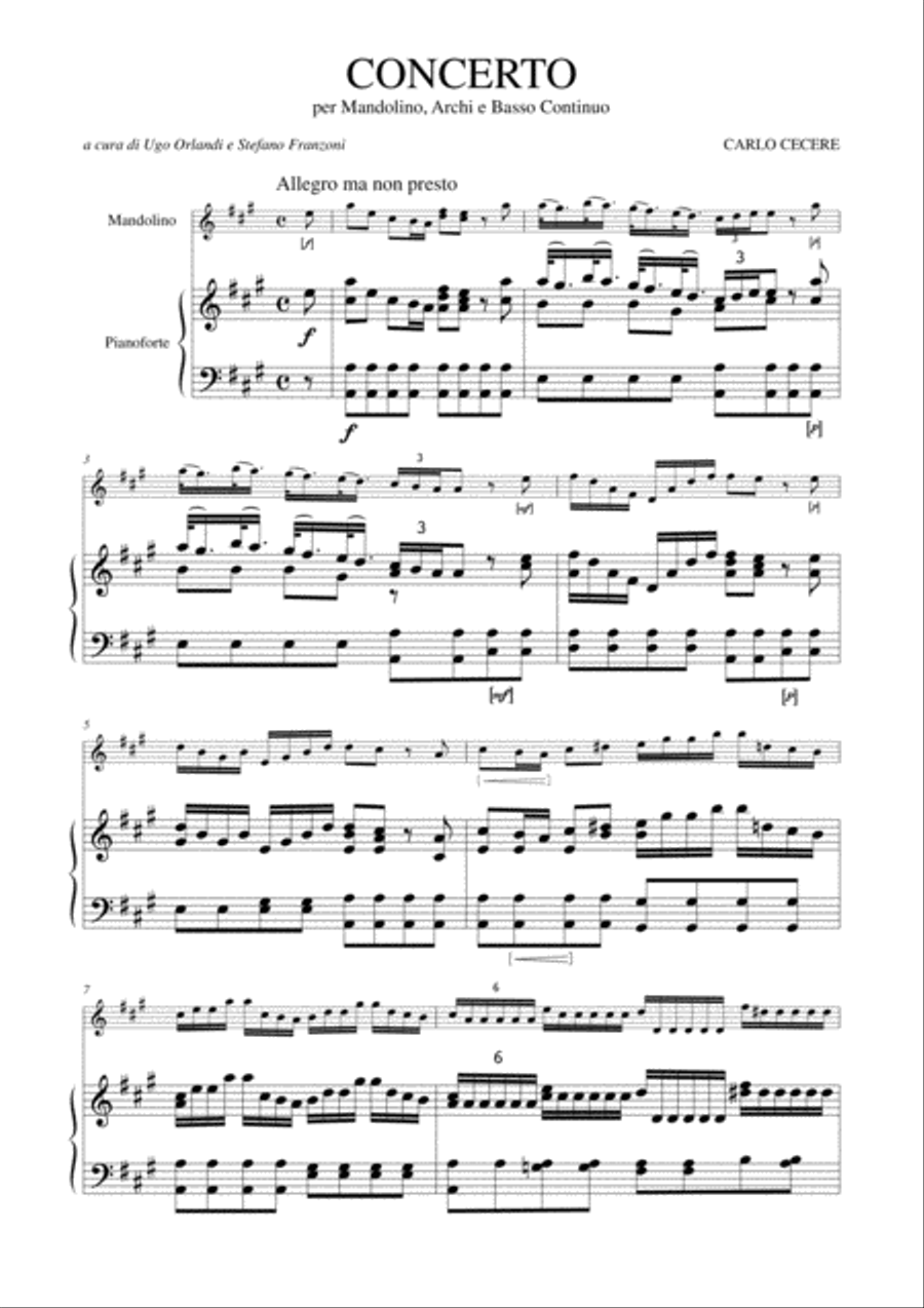 Concerto in A Major for Mandolin, Strings and Continuo Piano scores gallery preview page 2