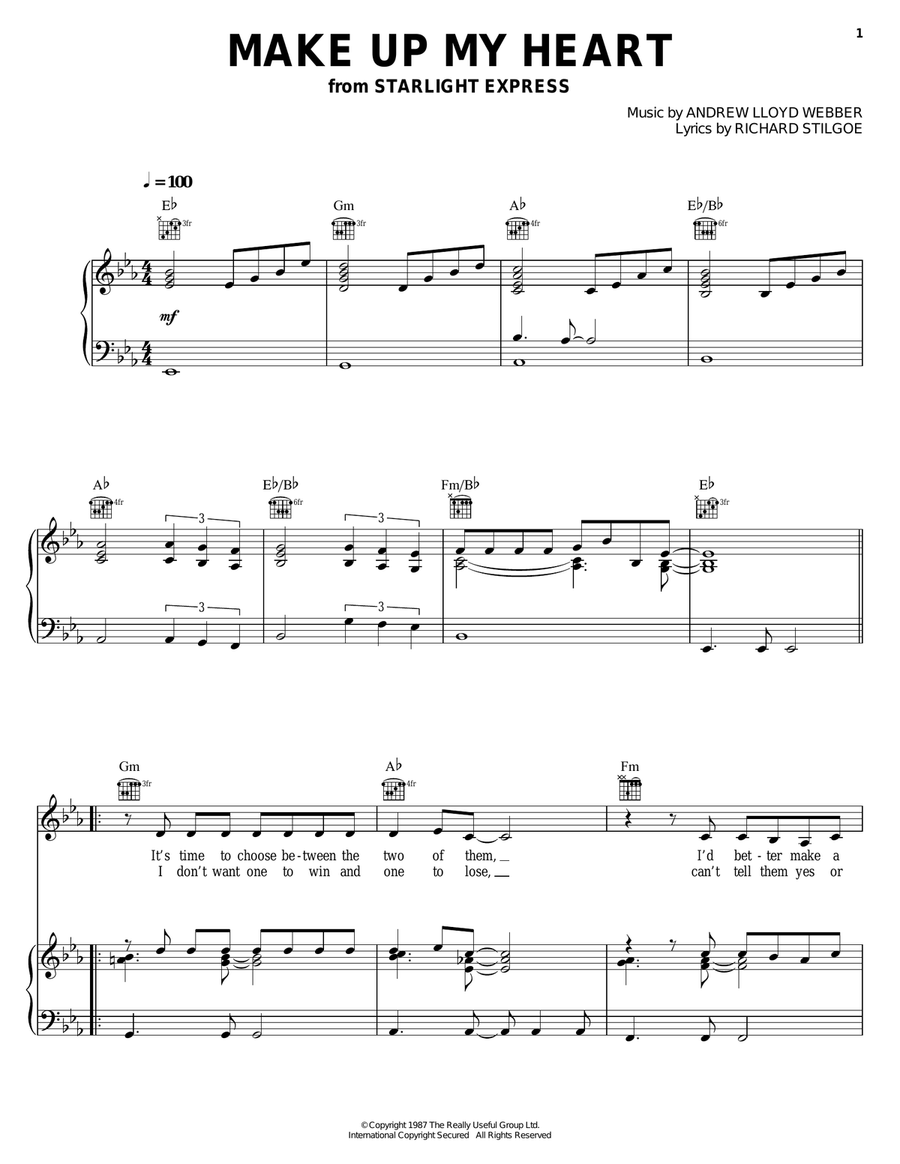 Make Up My Heart Piano, Vocal, Guitar scores gallery preview page 1