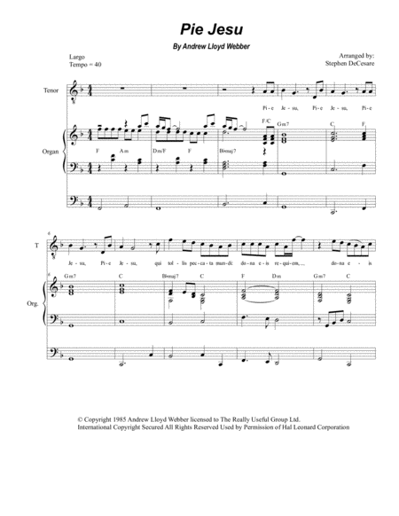 Pie Jesu (Duet for Tenor and Bass Solo - Organ Accompaniment) image number null