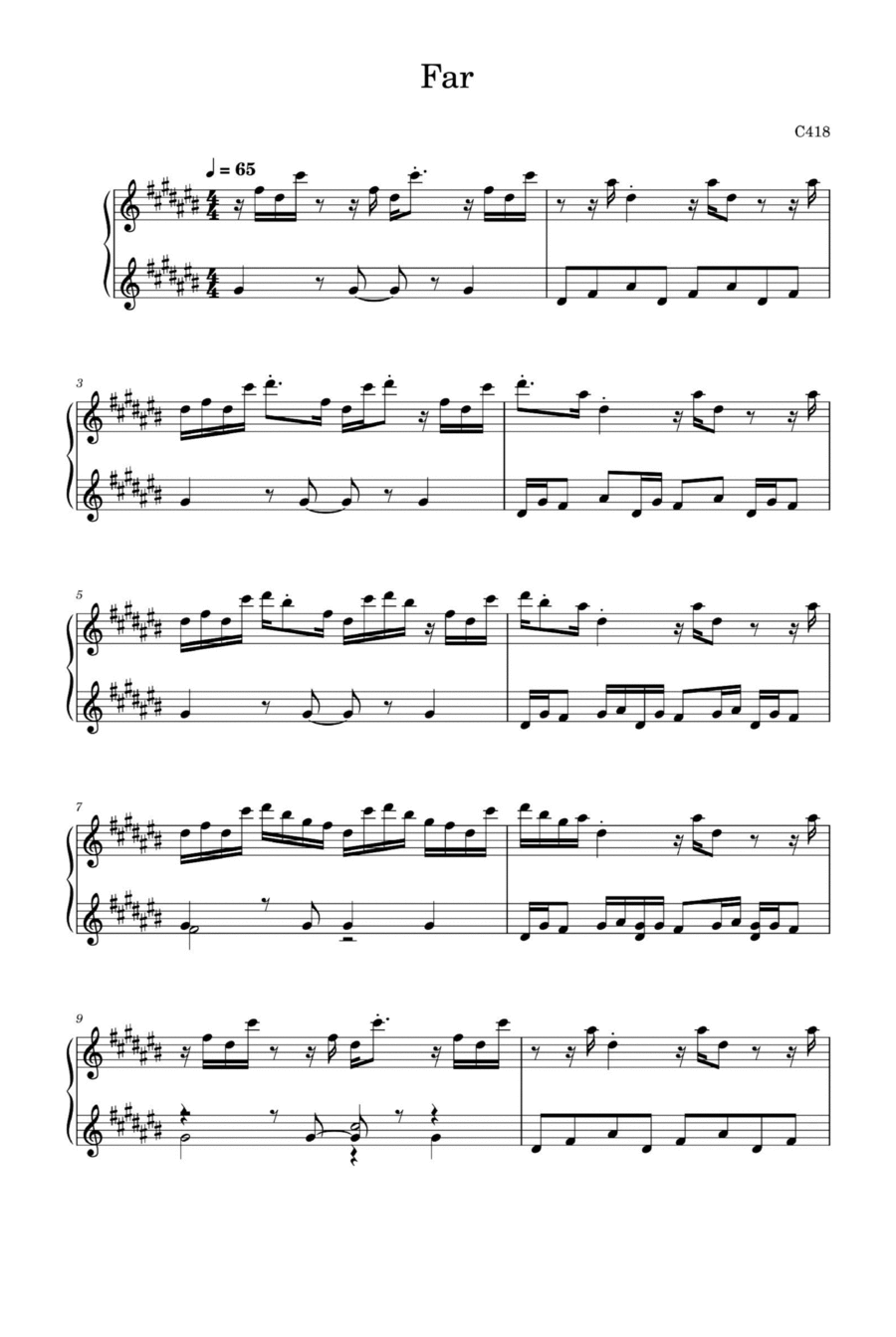 Far Piano Solo scores gallery preview page 1