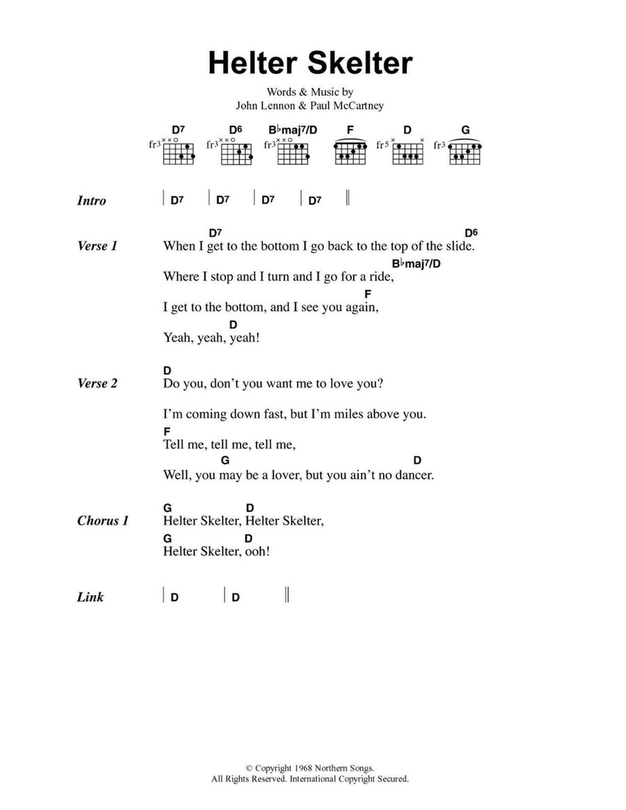 Helter Skelter Easy Guitar scores gallery preview page 1