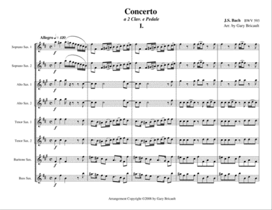 Concerto for Organ (BWV 593) Woodwind Ensemble scores gallery preview page 2